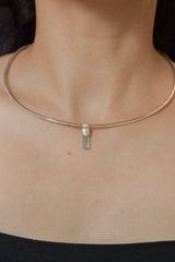 Tiny Natural Capped Gem Aquamarine - Stack Pendant - Organic Textured 925 Sterling Silver - Crystal Necklace