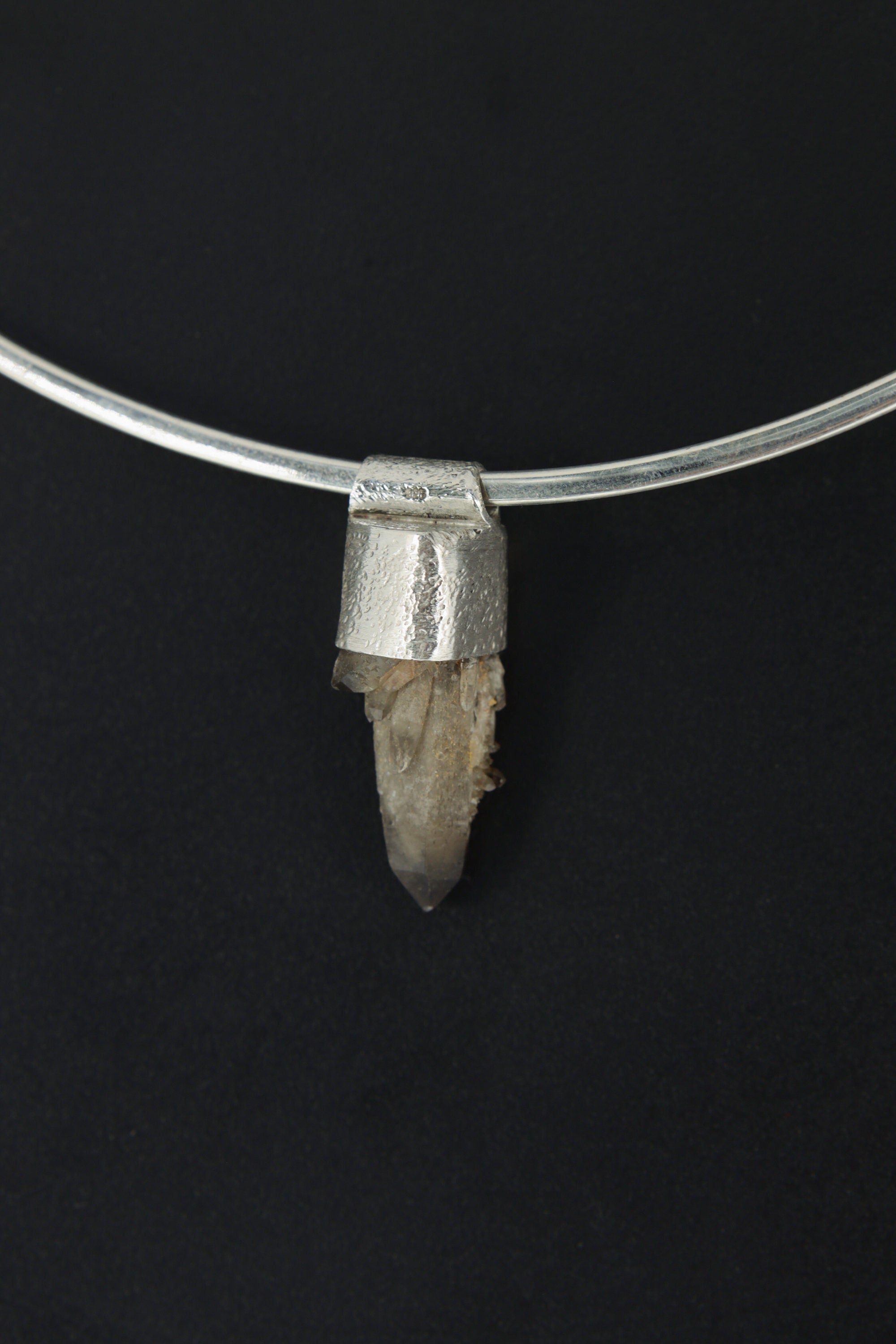 Torrington Cathedral Citrine Quartz Point Pendant, Textured Sterling Silver