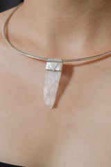 Spodumene Crystal Stack Pendant: Organic Sterling Silver, Spiritual Clarity