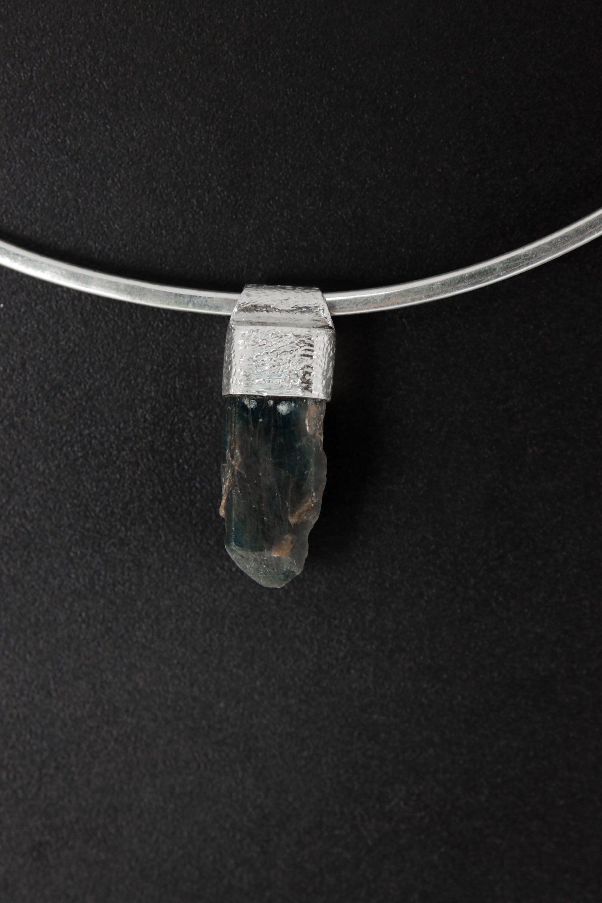 Multi terminated Blue Gem Apetite - Stack Pendant - Organic Textured 925 Sterling Silver - Crystal Necklace