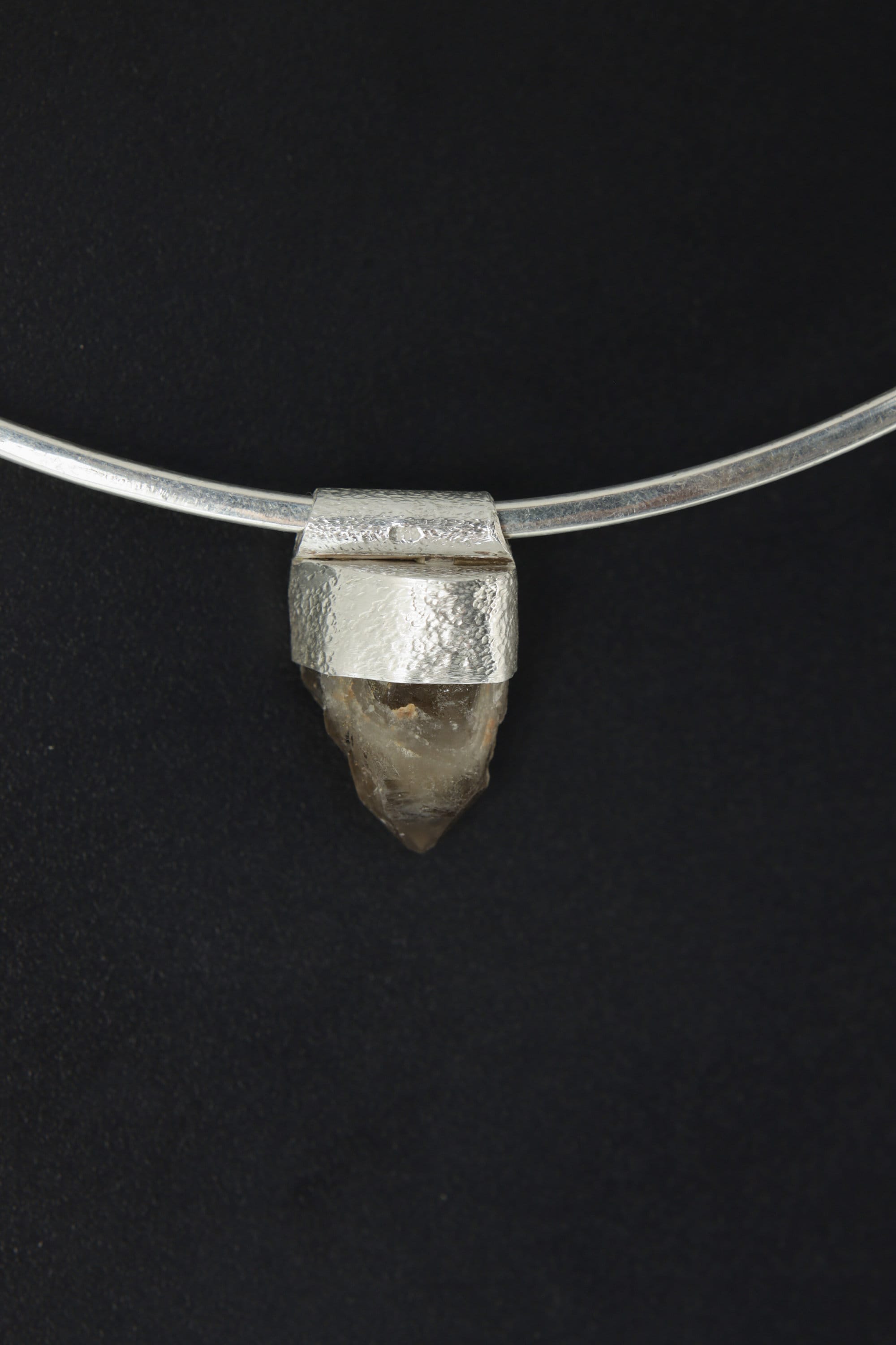 Torrington Phantom Citrine Quartz Point Pendant, Textured Sterling Silver