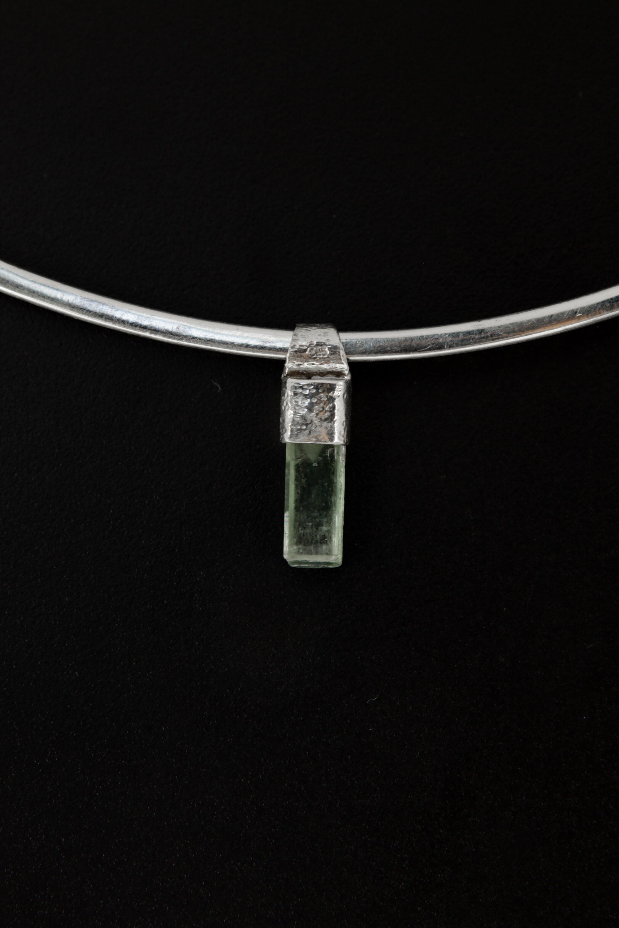 Tiny Natural Capped Gem Aquamarine - Stack Pendant - Organic Textured 925 Sterling Silver - Crystal Necklace