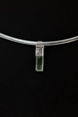 Tiny Natural Capped Gem Aquamarine - Stack Pendant - Organic Textured 925 Sterling Silver - Crystal Necklace