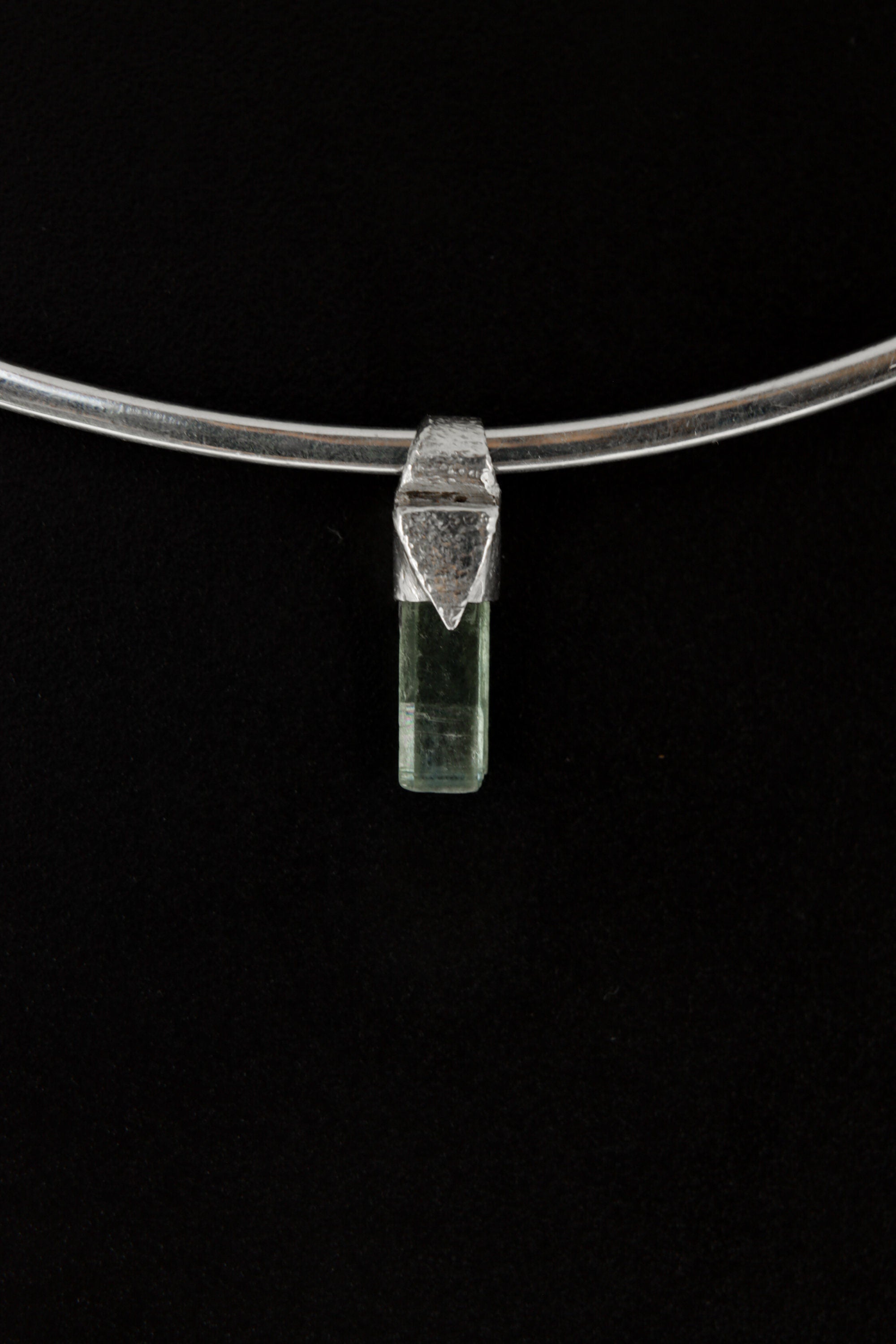Tiny Natural Capped Gem Aquamarine - Stack Pendant - Organic Textured 925 Sterling Silver - Crystal Necklace