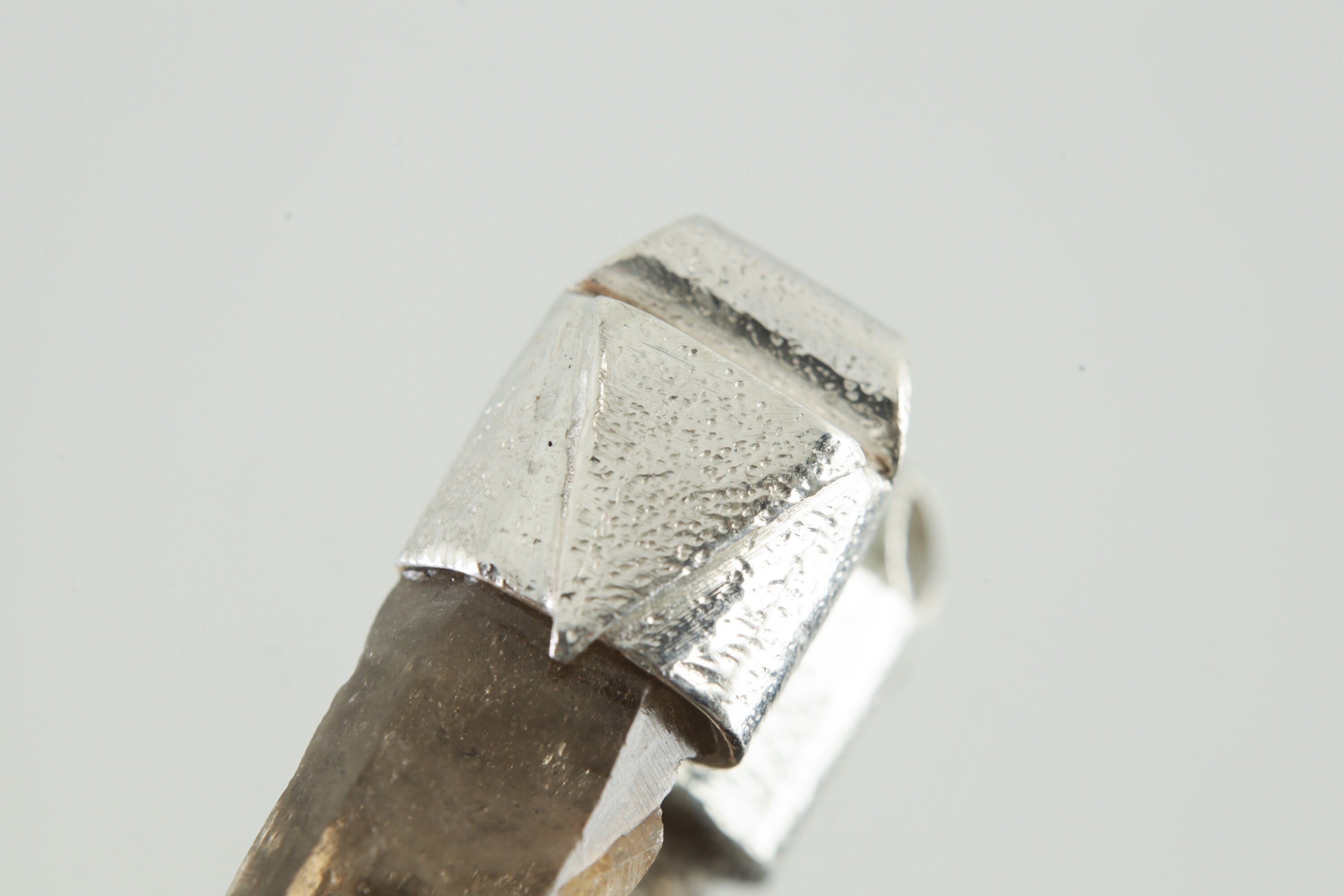 Australian Smoky Citrine Phantom Quartz - Stack Pendant - Organic Textured 925 Sterling Silver - Crystal Necklace