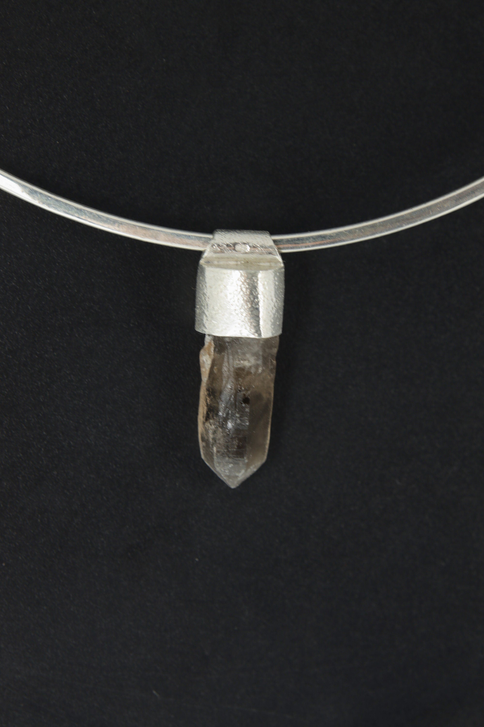 Australian Smoky Citrine Phantom Quartz Stack Pendant, Organic Textured Sterling Silver, Solar Plexus Chakra, Manifestation, Unique Gift