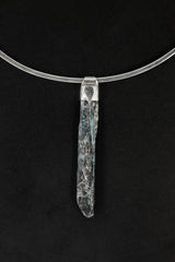 Australian Ocena Kyanite - Stack Pendant - Organic Textured - 925 Sterling Silver - Crystal Necklace- NO/03