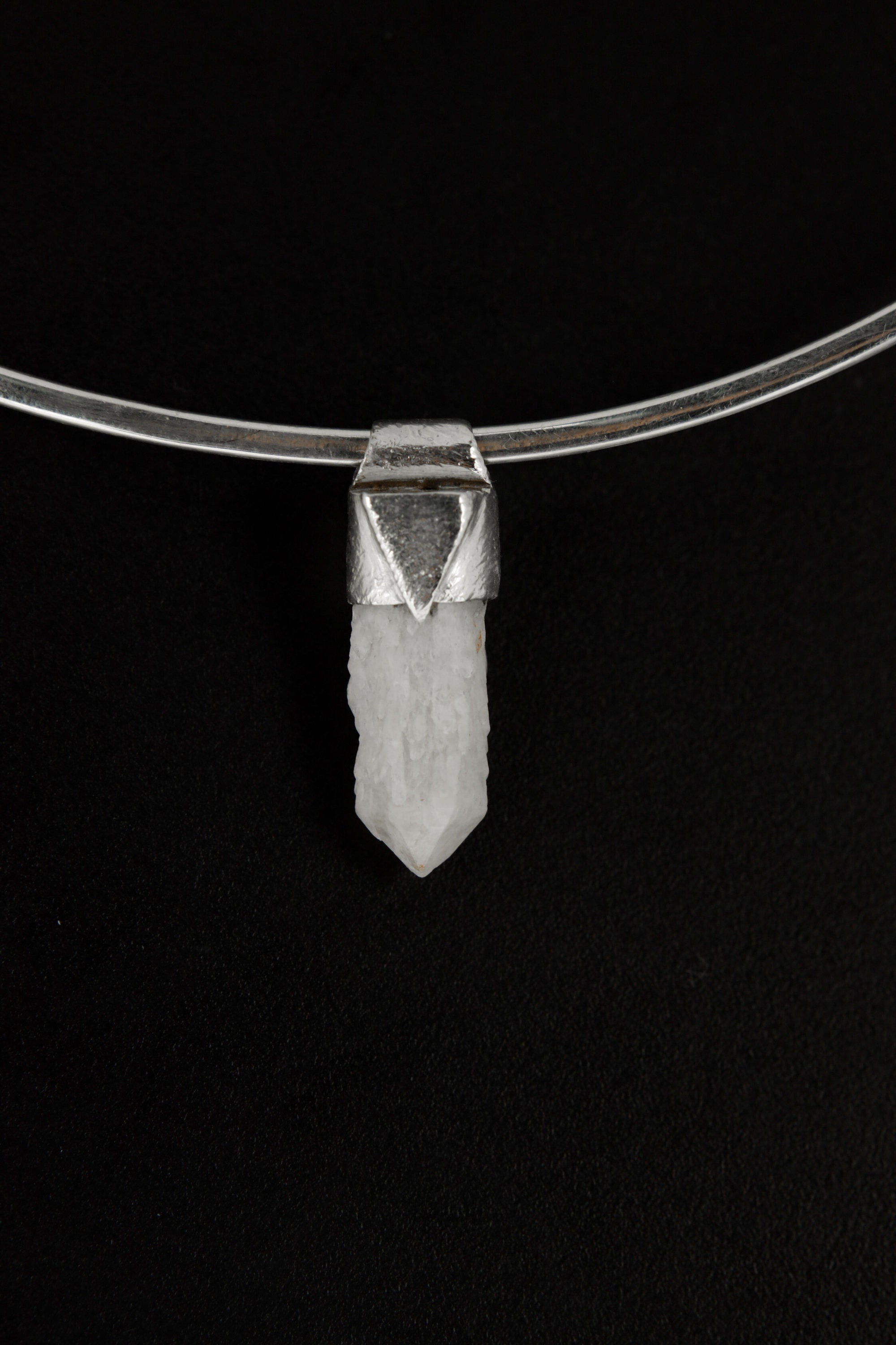 Australian Drusy Cathedral Candle Quartz Point - Stack Pendant - Organic Textured 925 Sterling Silver - Crystal Necklace