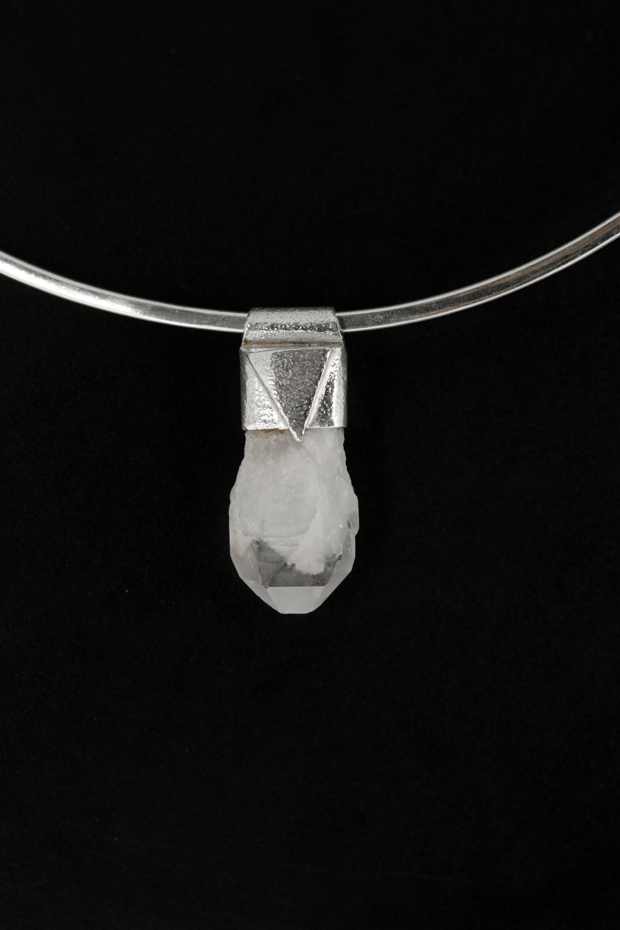 Australian Drusy Phantom Quartz Stack Pendant 925 Silver White Crystal Necklace Crown Chakra Layering Gift