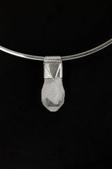 Australian Drusy Phantom Quartz Stack Pendant 925 Silver White Crystal Necklace Crown Chakra Layering Gift