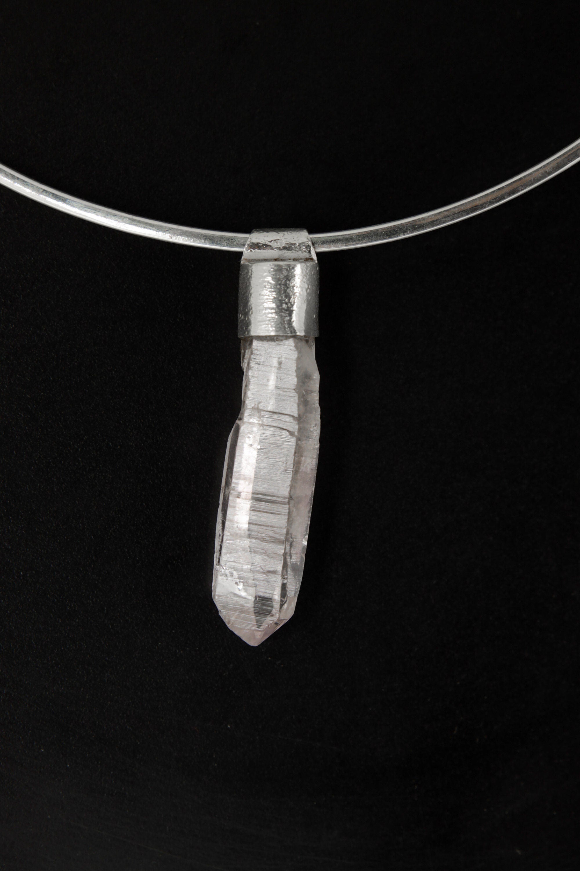 Vera Cruz Amethyst Stack Pendant 925 Silver Anhydro Lemurian Crystal Necklace Third Eye Crown Chakra Gift