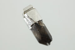 Australian Smoky Phantom Window Quartz Stack Pendant shown on light background with smoky translucent crystal and silver cap.