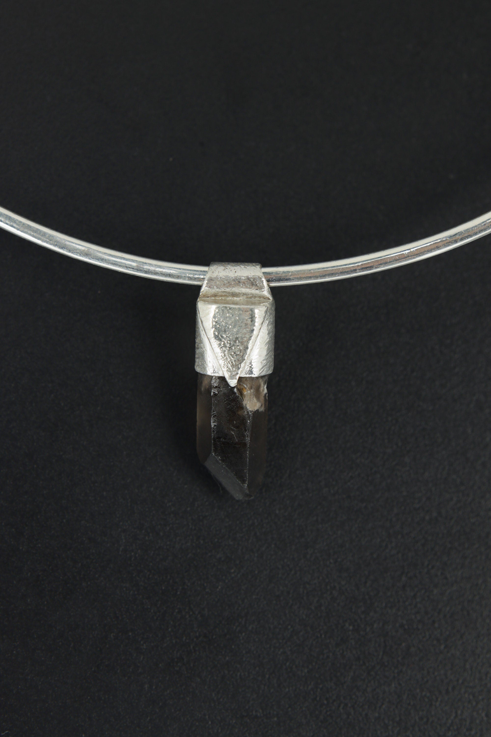 Australian Smoky Phantom Window Quartz Stack Pendant, Organic Textured 925 Sterling Silver, Root Chakra, Capricorn, Clarity, Unique Gift