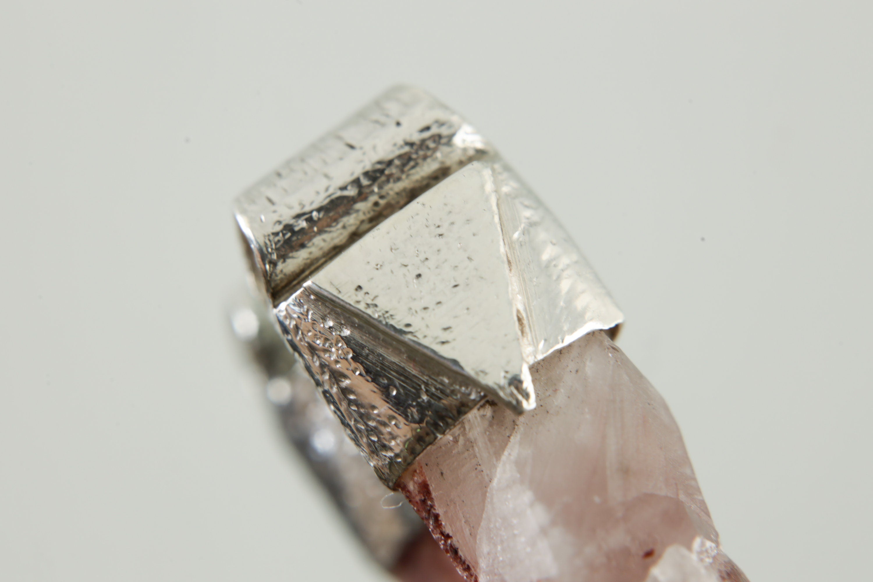 Australian Phantom Lithium Quartz Point - Stack Pendant - Organic Textured 925 Sterling Silver - Crystal Necklace - No/06