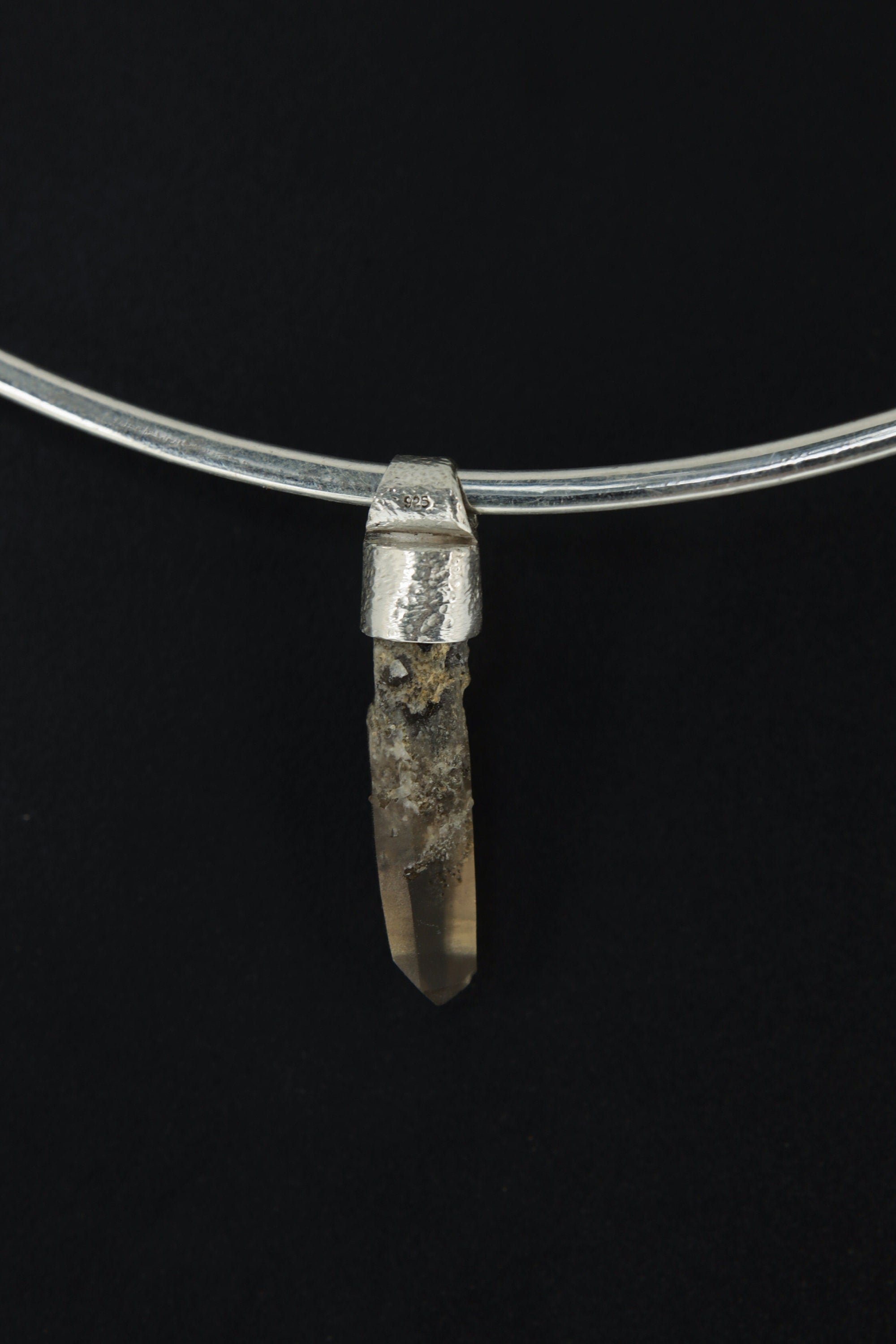 Torrington Laser Citrine Quartz Point Pendant: Sterling Silver, Solar Plexus Chakra