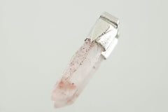 Australian Phantom Lithium Quartz Point Stack Pendant, Organic Textured 925 Sterling Silver, Heart Chakra, Libra Zodiac, Unique Gift - No/04