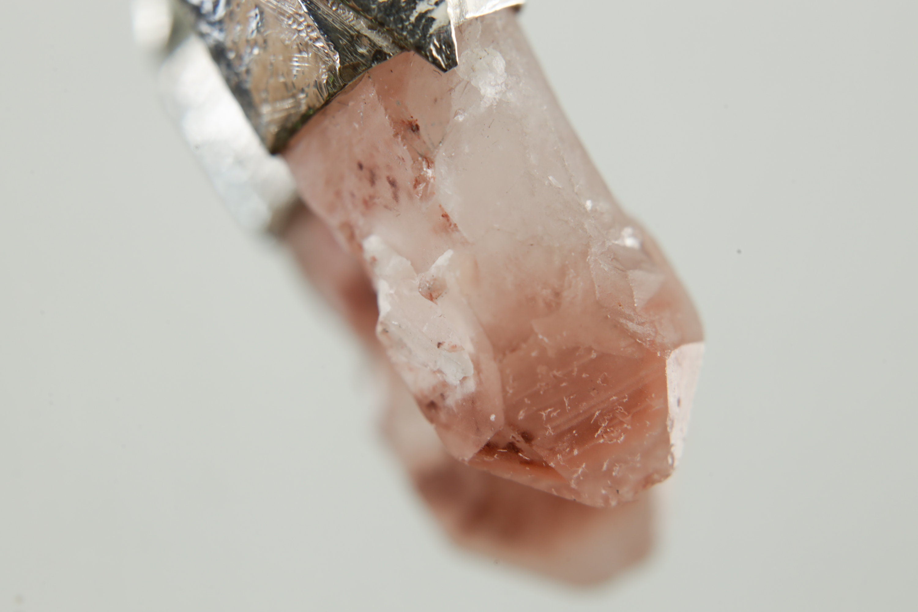 Australian Phantom Lithium Quartz Pendant: Textured Sterling Silver Crystal Stack