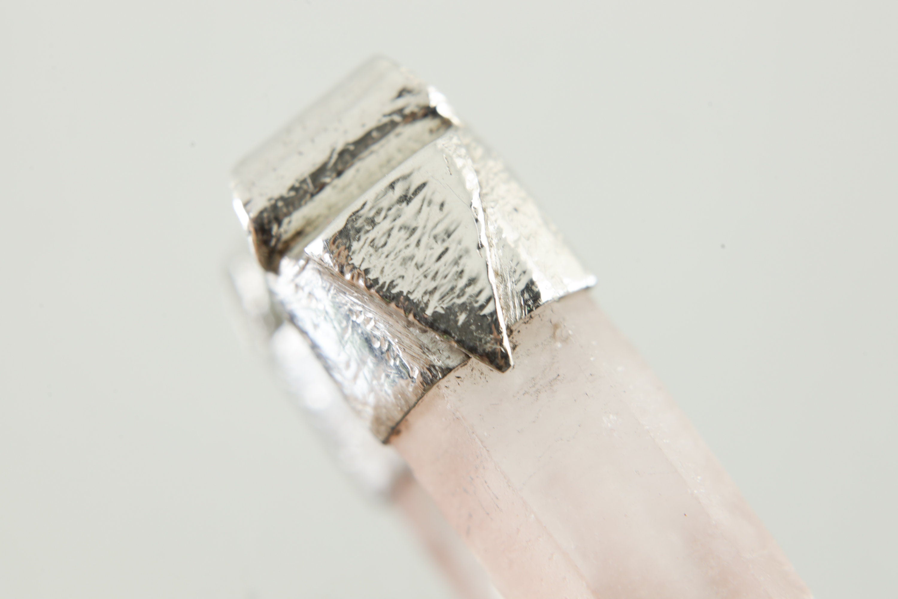 Australian Phantom Lithium Lemurian Quartz Point - Stack Pendant - Organic Textured 925 Sterling Silver - Crystal Necklace - No/07