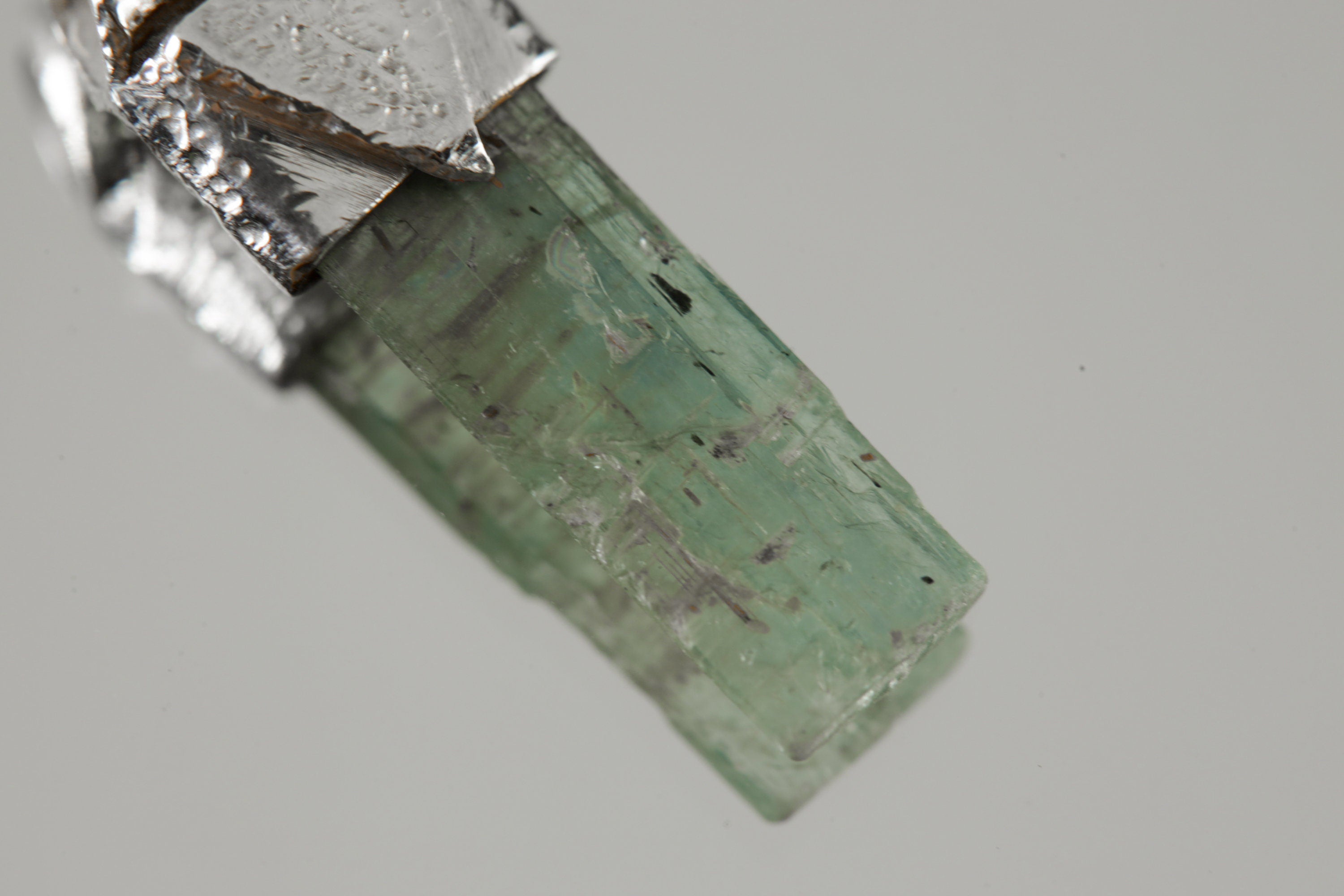 Aquamarine Crystal Pendant: Textured Sterling Silver, Raw Gemstone