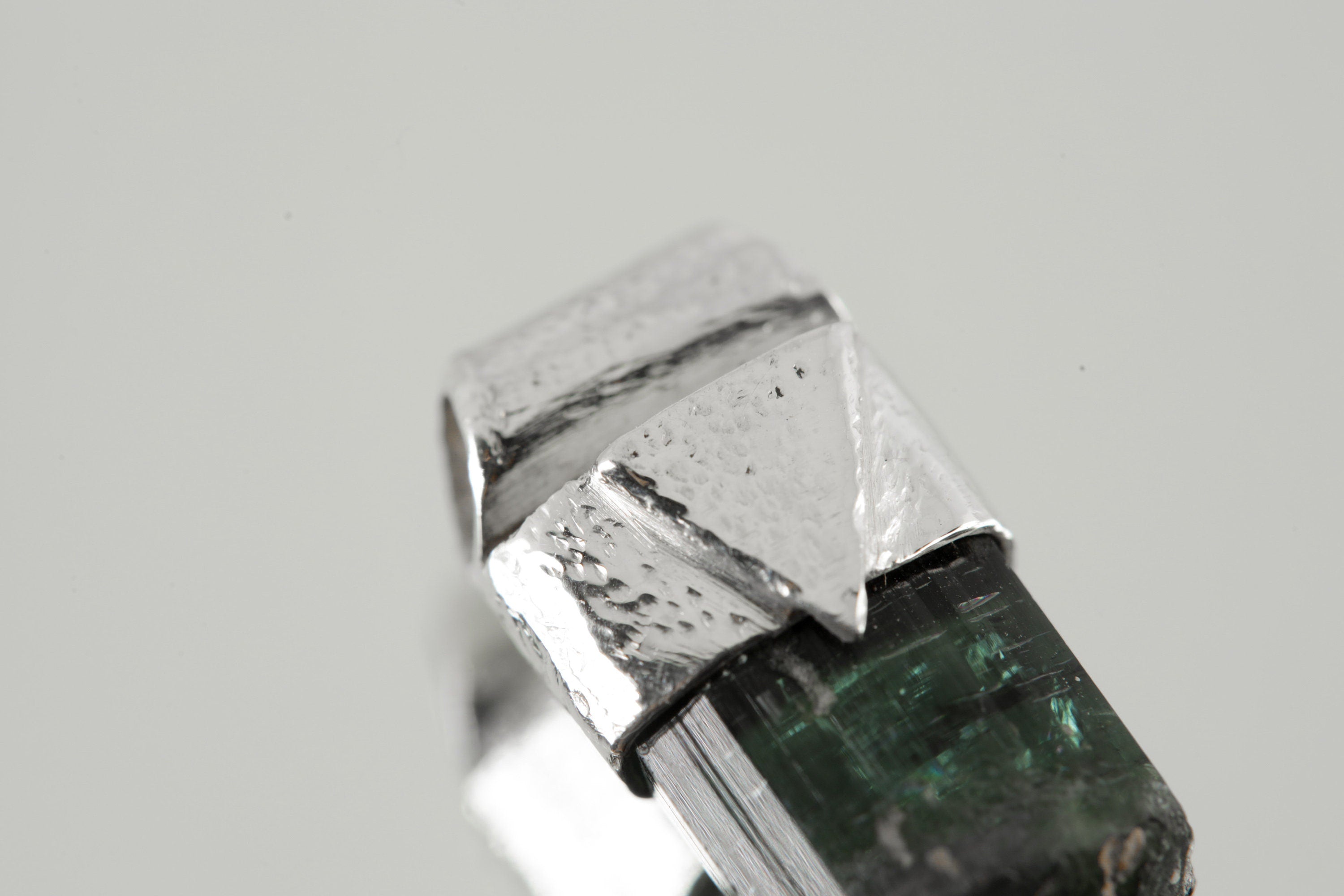 Organic Textured Sterling Silver Crystal Necklace with Rare Terminated Blue Tourmaline, Stack Collection Charm, Throat Chakra, Libra Zodiac