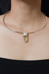 Australian Lemurian Light Citrine Quartz Point - Stack Pendant - Organic Textured 925 Sterling Silver - Crystal Necklace