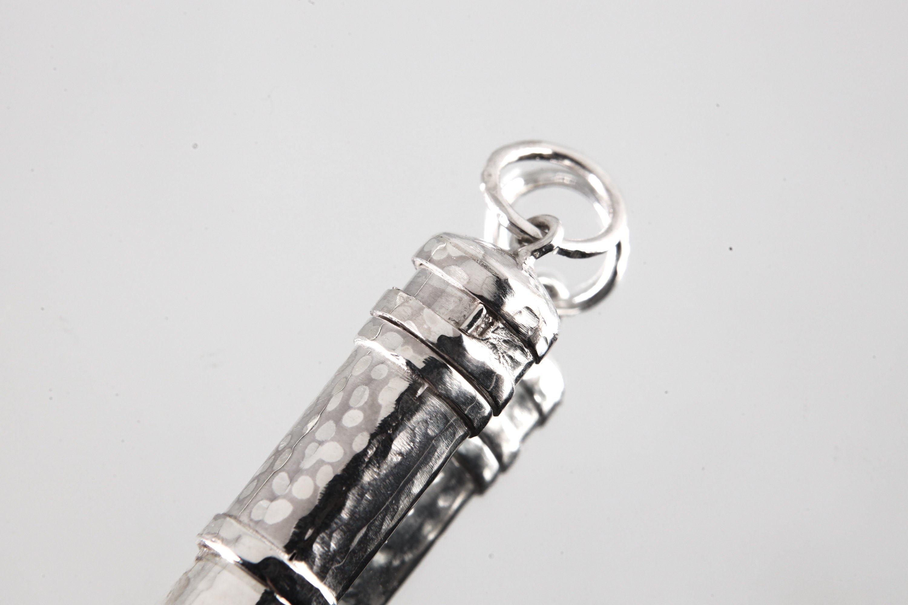 Himalayan Chlorite Inclusion Quartz - Solid Capsule Locket - Stash Urn - Textured & Sterling Silver Pendant