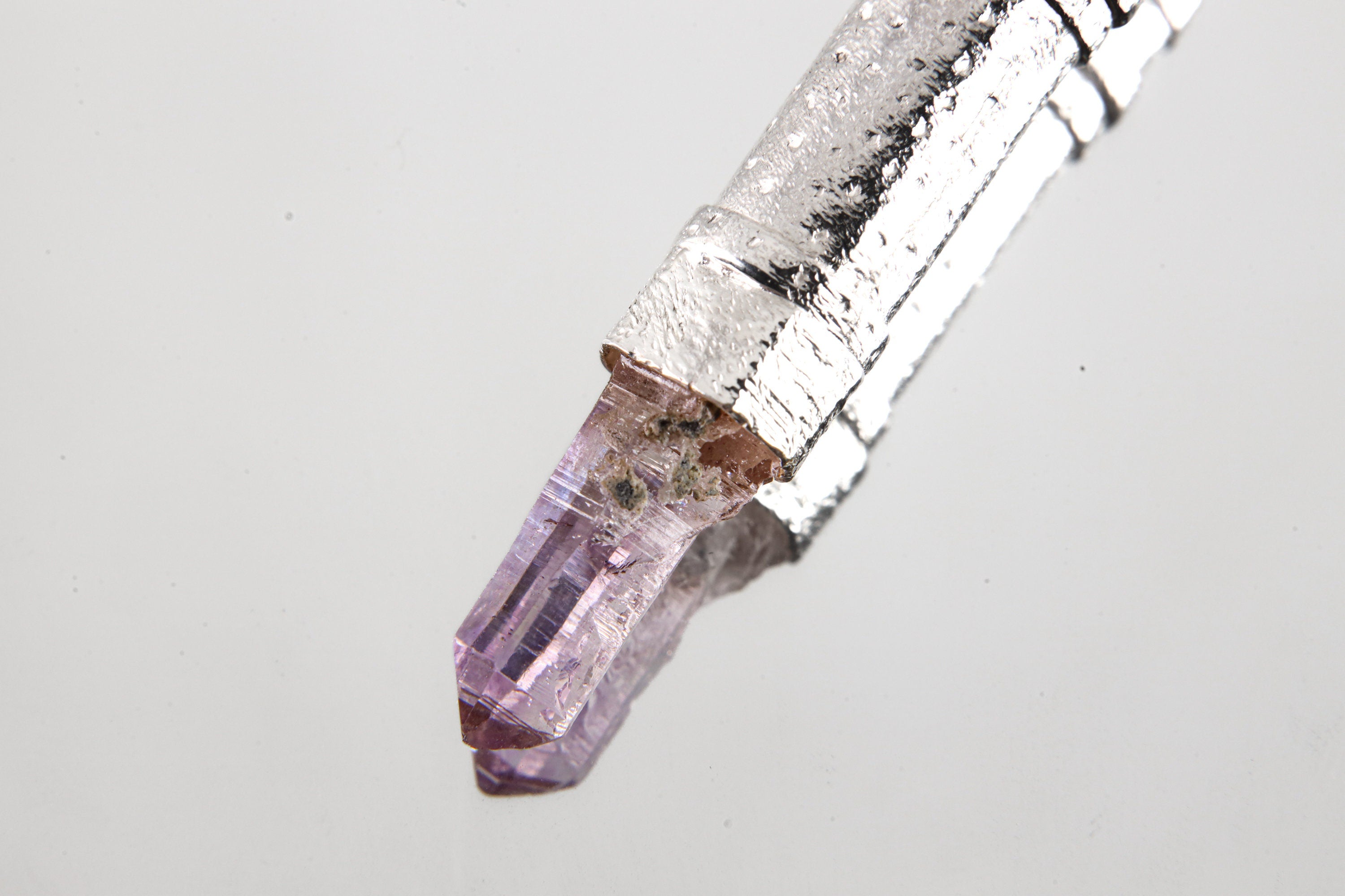 Vera Cruz Amethyst Sterling Silver Locket Necklace Capsule Pendant Sand Texture Keepsake Talisman Gift