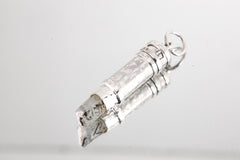Natural Aquamarine with Mica Inclusions - Solid Capsule Locket - Stash Urn - Textured & Sterling Silver Pendant