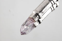 Vera Cruz Amethyst Point - Sizable Solid Capsule Locket - Stash Urn - Textured & Sterling Silver Pendant