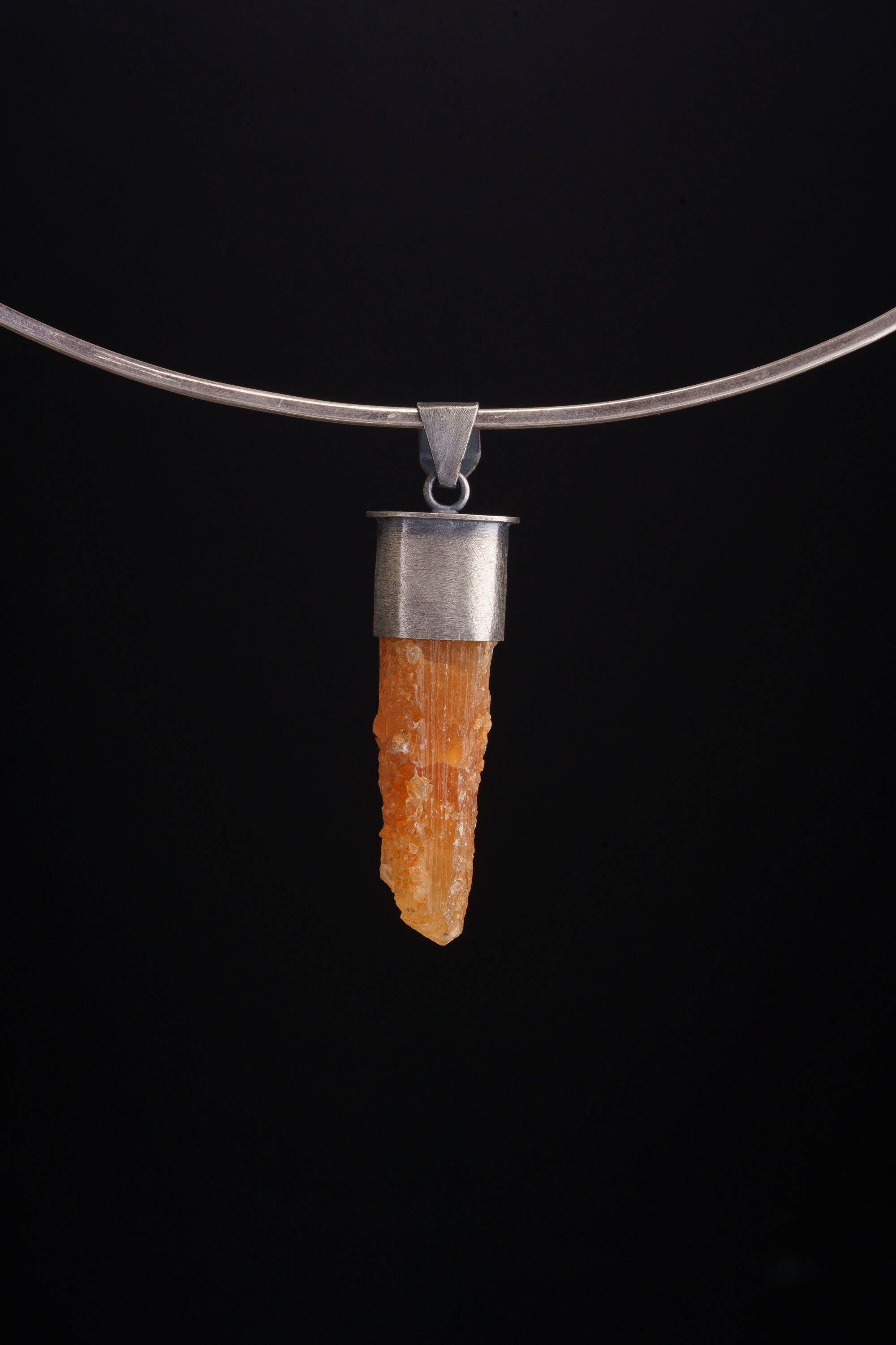 Citrus Glow Mediterranean Orange Calcite & Faceted Ethiopian Opal Amulet - Sterling Silver - Oxidized - Textured -Crystals Pendant
