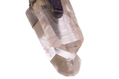 Divine Ganesha: Lemurian Quartz Point & Raw gemmy Amethyst - Brushed Sterling Silver Set - Brass Cast Ganesha - Crystal Pendant