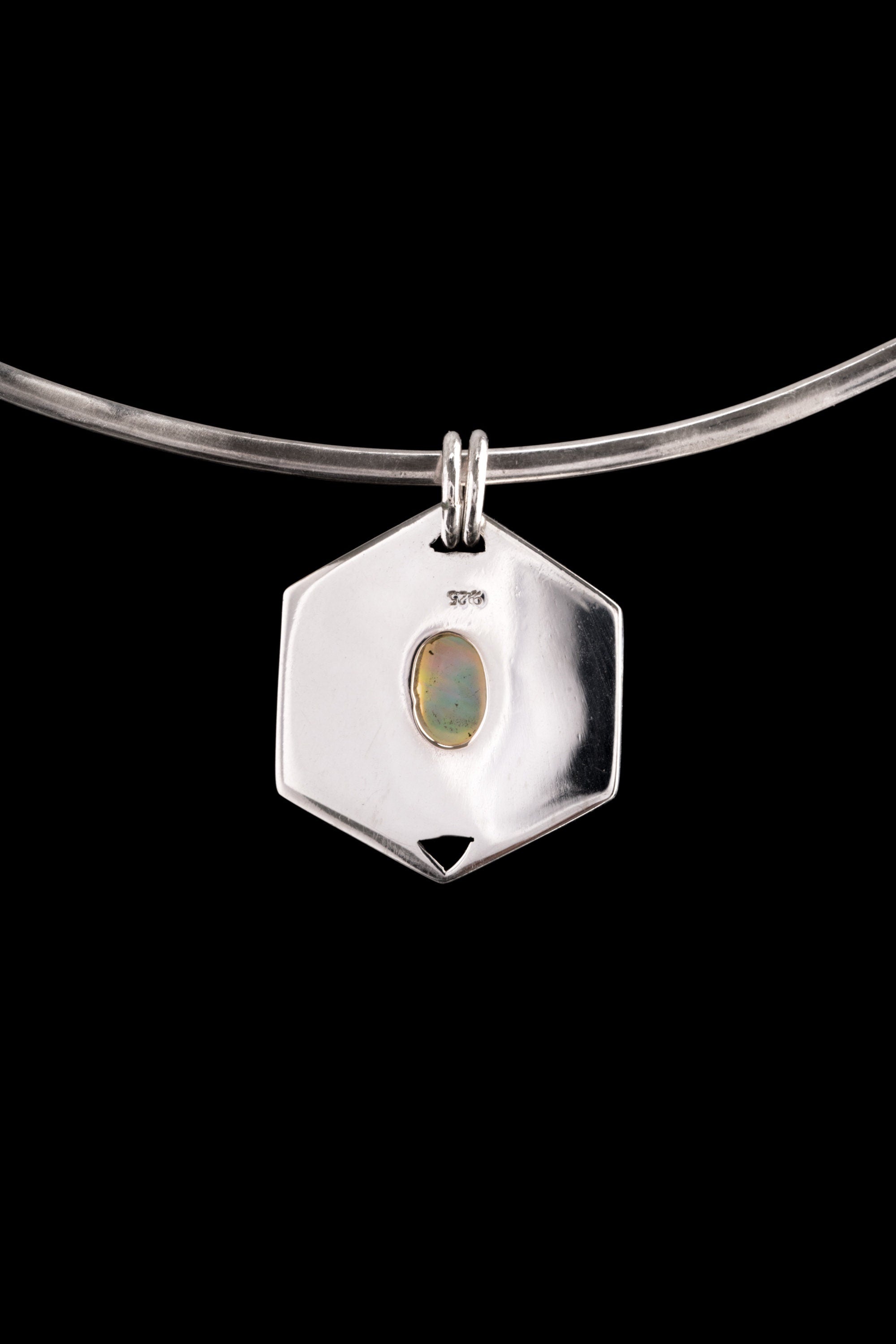 Ethiopian Opal Pendant 925 Sterling Silver Hexagon Necklace Sacral Crown Chakra Cancer Libra Scorpio Gift