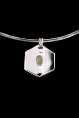 Ethiopian Opal Pendant 925 Sterling Silver Hexagon Necklace Sacral Crown Chakra Cancer Libra Scorpio Gift
