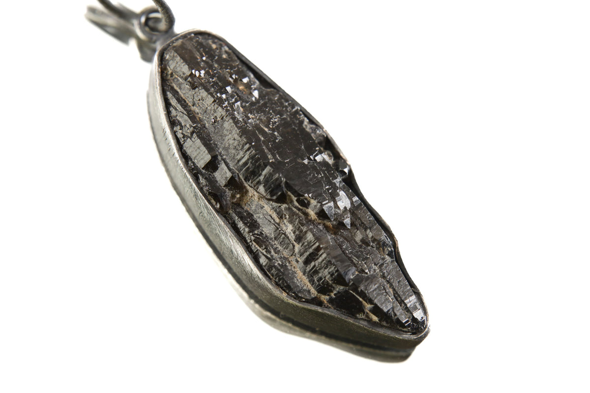 Torrington Smoky Citrine Quartz pendant in oxidized sterling silver on white background.