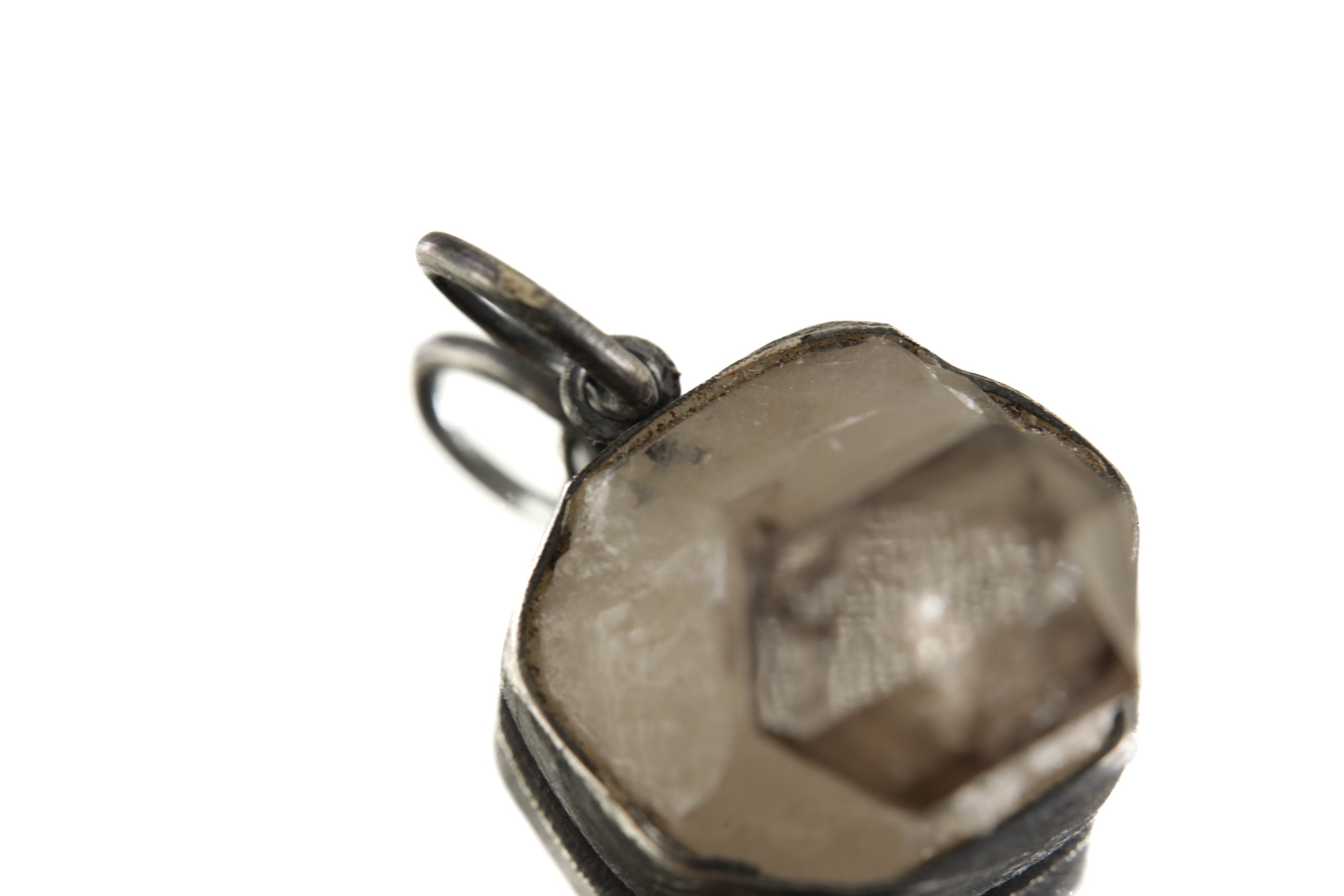 Torrington Citrine Pendant - Sterling Silver - Oxidized - Brush Texture - NO/8