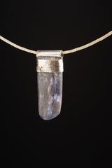 Australian Ocean Kyanite - Stack Pendant - Organic Textured 925 Sterling Silver - Crystal Necklace- NO/02