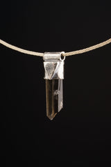 Australian Smokey Quartz - Stack Pendant - Organic Textured 925 Sterling Silver - Crystal Necklace