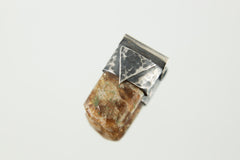 Brown Himalayan Dravite Tourmaline Stack Pendant shown on light background with textured sterling silver cap and warm brown stone.