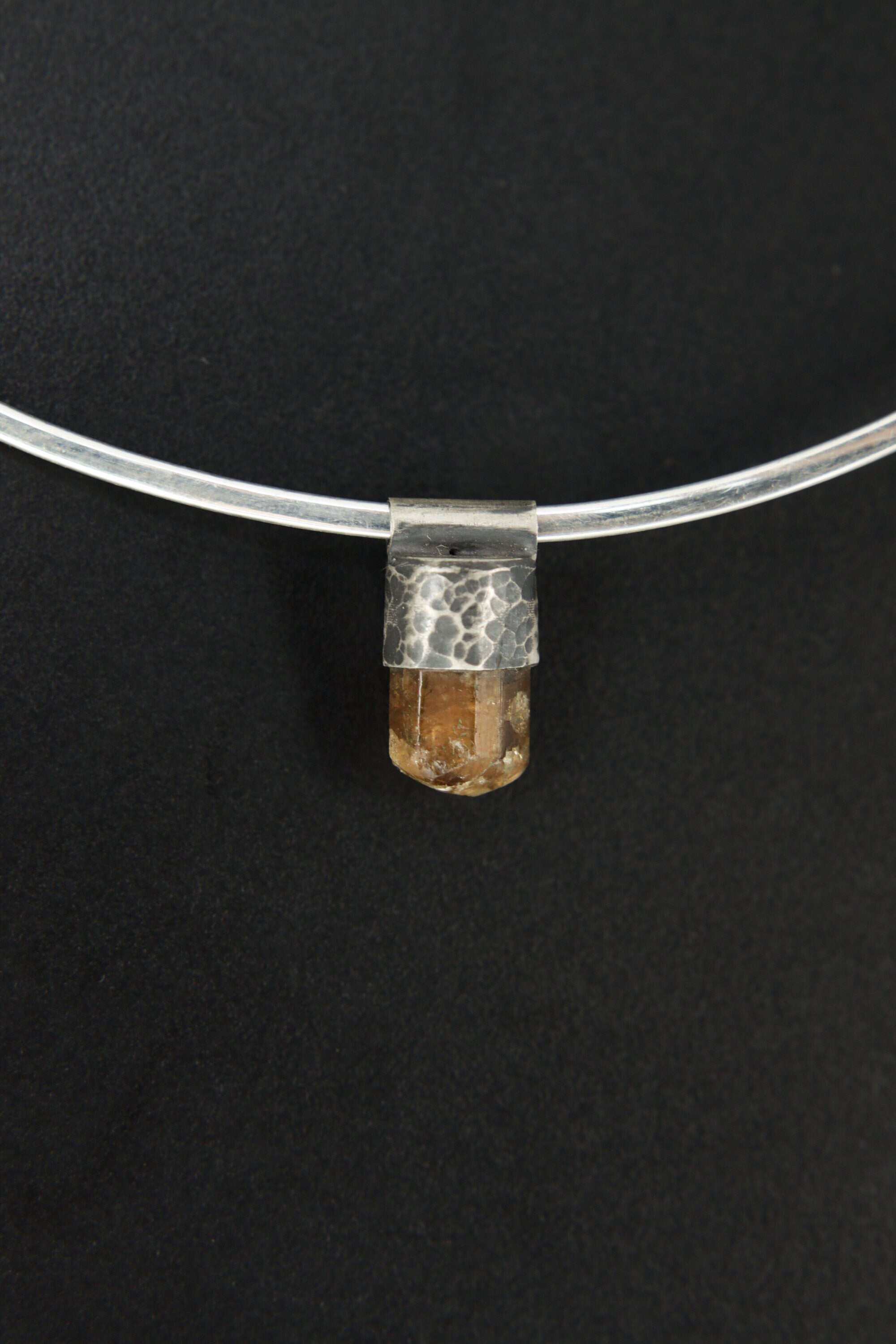 Brown Himalayan Gem Dravite Tourmaline - Stack Pendant - Organic Textured 925 Sterling Silver - Crystal Necklace- NO/01