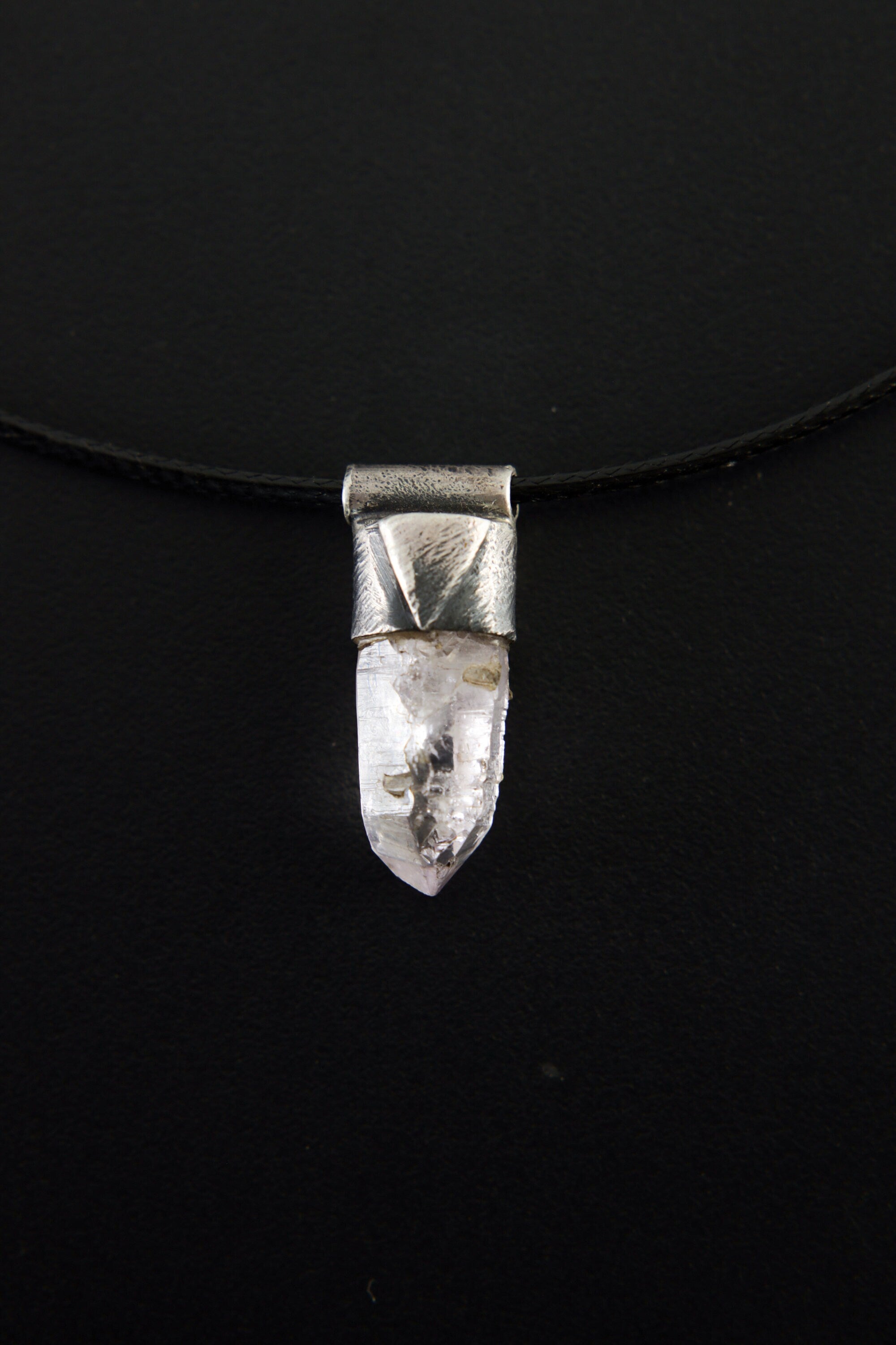 Vera Cruz Amethyst - Stack Pendant - Organic Textured 925 Sterling Silver - Crystal Necklace- NO/02