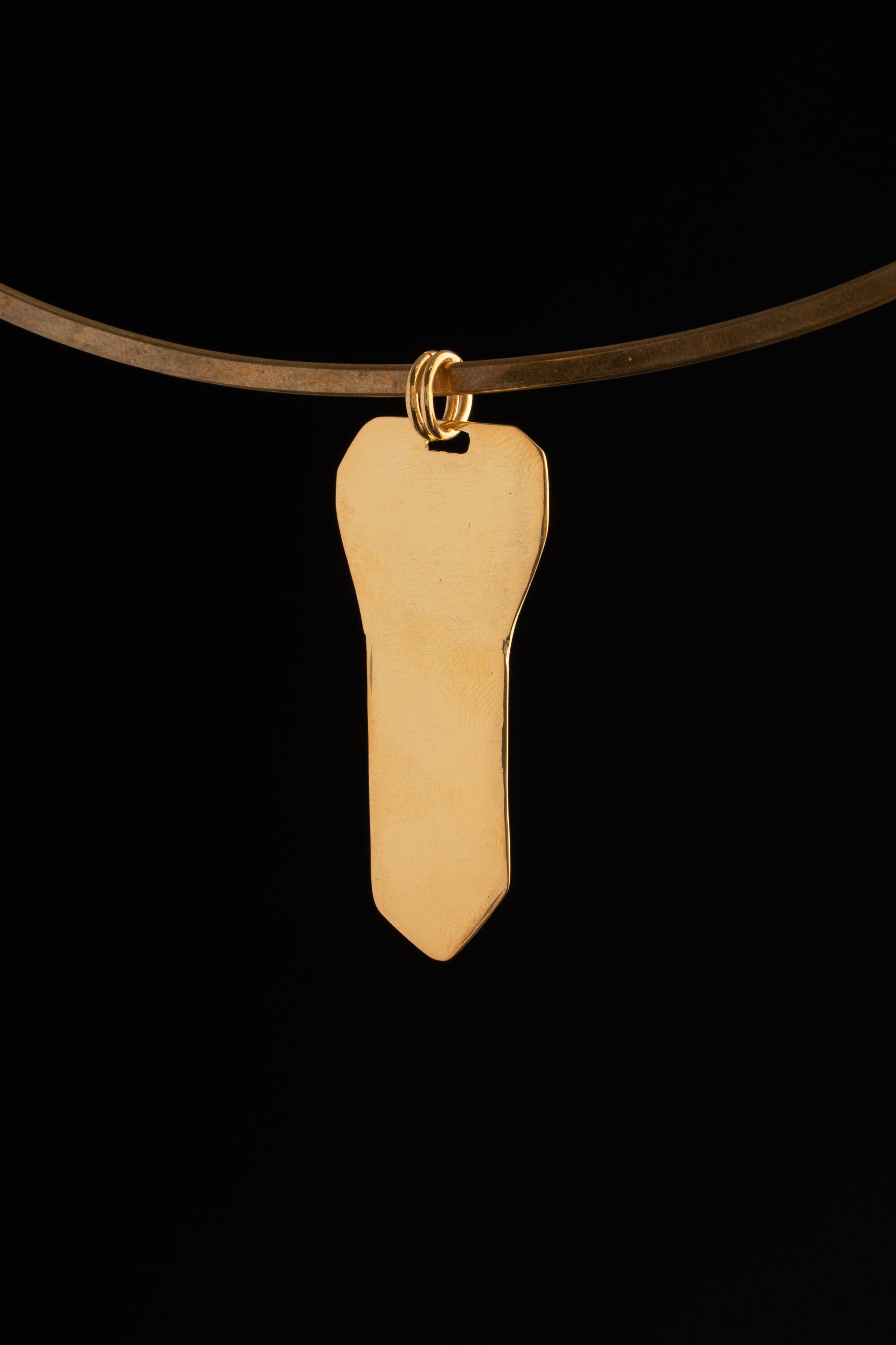 Brass Pendant adorned with Ruby & Black Tourmaline - Gold Plated - Double Bail Design