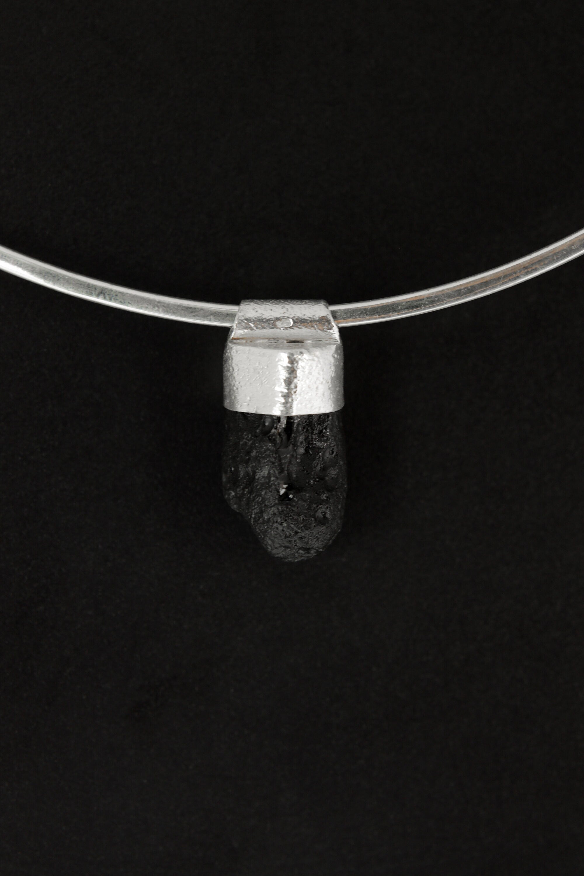 Mount Darwin Tektite - Stack Pendant - Organic Textured 925 Sterling Silver - Crystal Necklace -NO/03