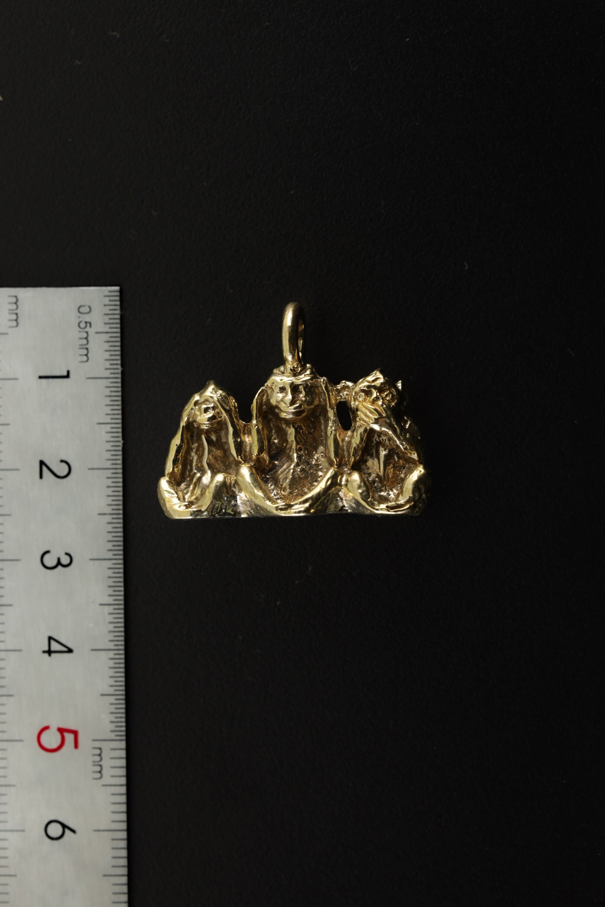 TriSage Simians- Gold Plated Brass Cast - Pendant Necklace
