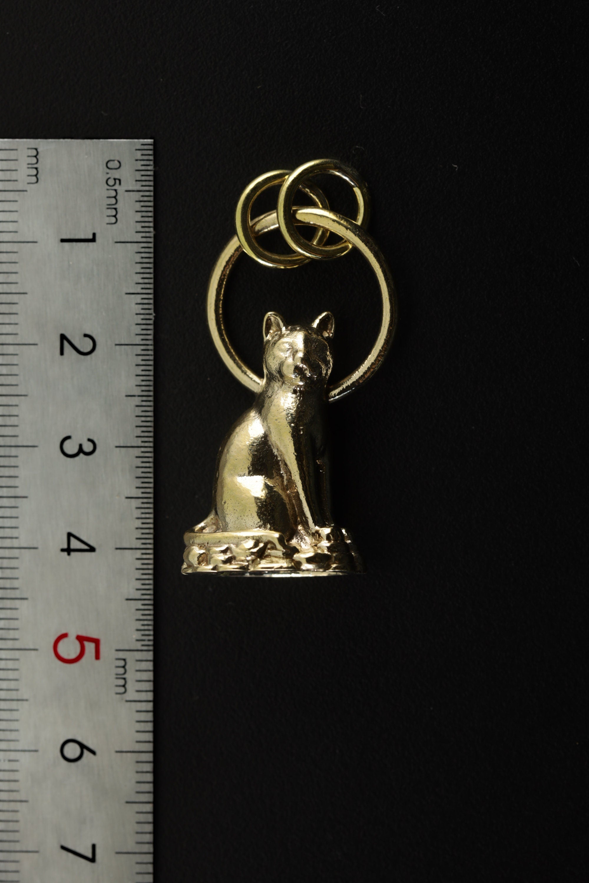 Cast Necklace Featuring Golden Majestic Cat Charm, Gold Plated Brass Talisman, Symbolic Pendant Accessory for Luck and Cat Lovers