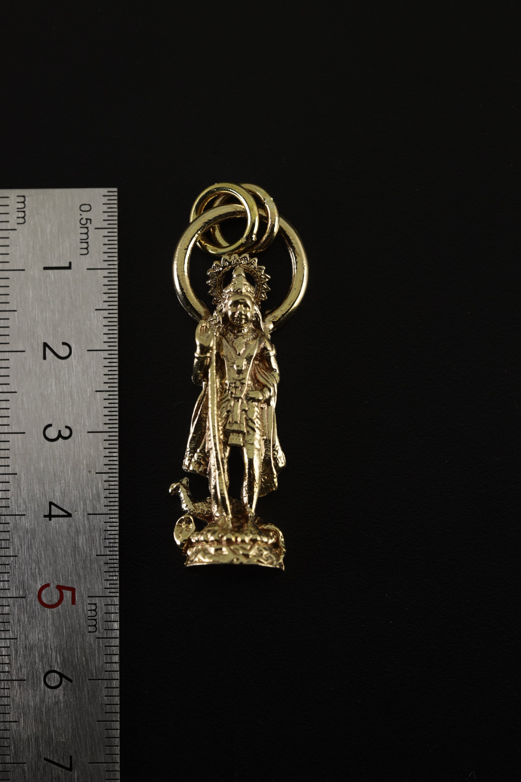 Hindu Pendant Cast Necklace Featuring Divine Veenadhara Saraswati, Gold Plated Brass Cast Charm, Symbolic Talisman for Knowledge Seekers