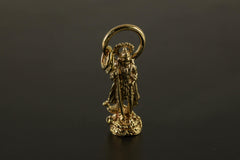 Hindu Pendant Cast Necklace Featuring Divine Veenadhara Saraswati, Gold Plated Brass Cast Charm, Symbolic Talisman for Knowledge Seekers