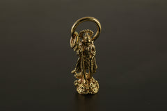 Hindu Pendant Cast Necklace Featuring Divine Veenadhara Saraswati, Gold Plated Brass Cast Charm, Symbolic Talisman for Knowledge Seekers