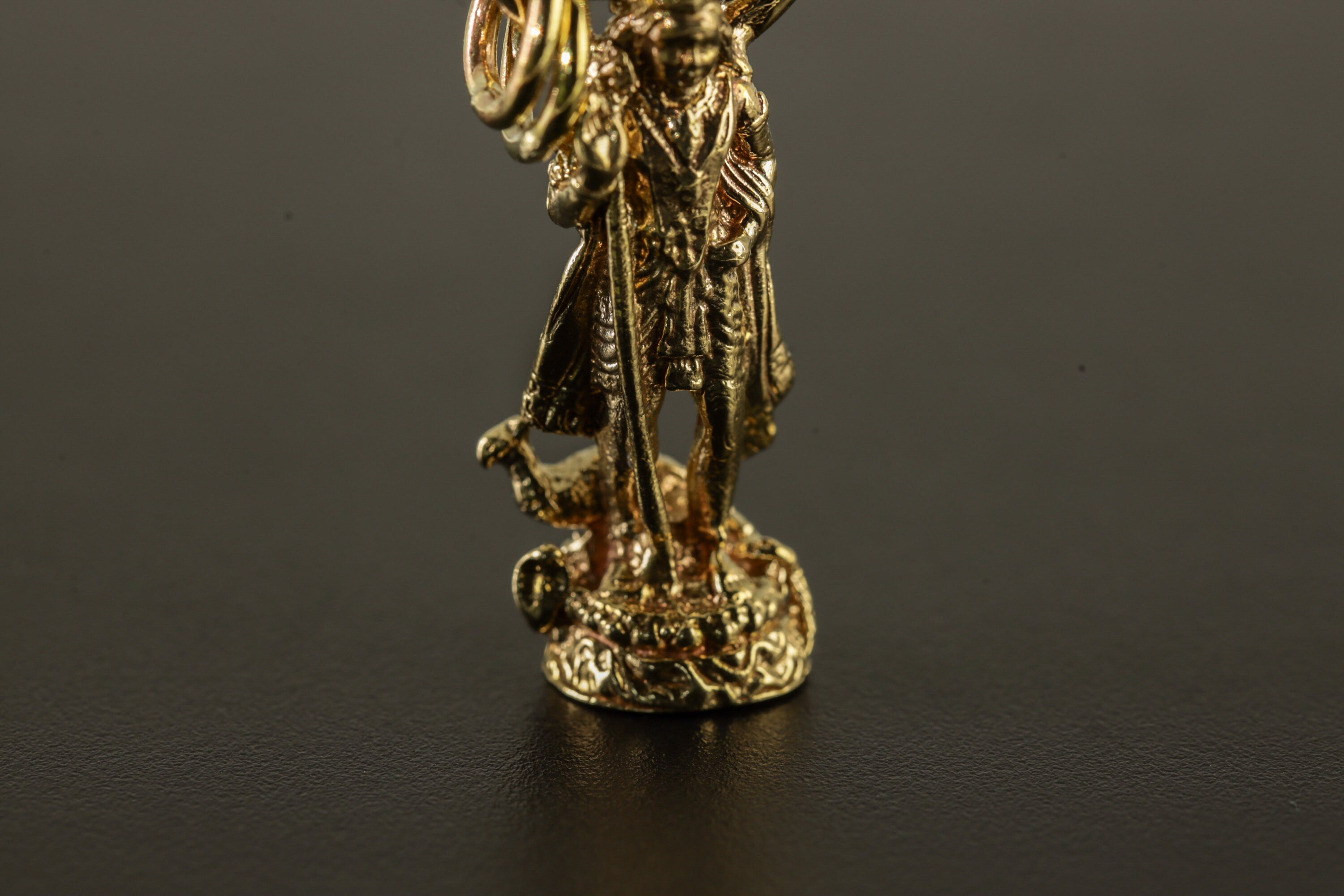 Hindu Pendant Cast Necklace Featuring Divine Veenadhara Saraswati, Gold Plated Brass Cast Charm, Symbolic Talisman for Knowledge Seekers