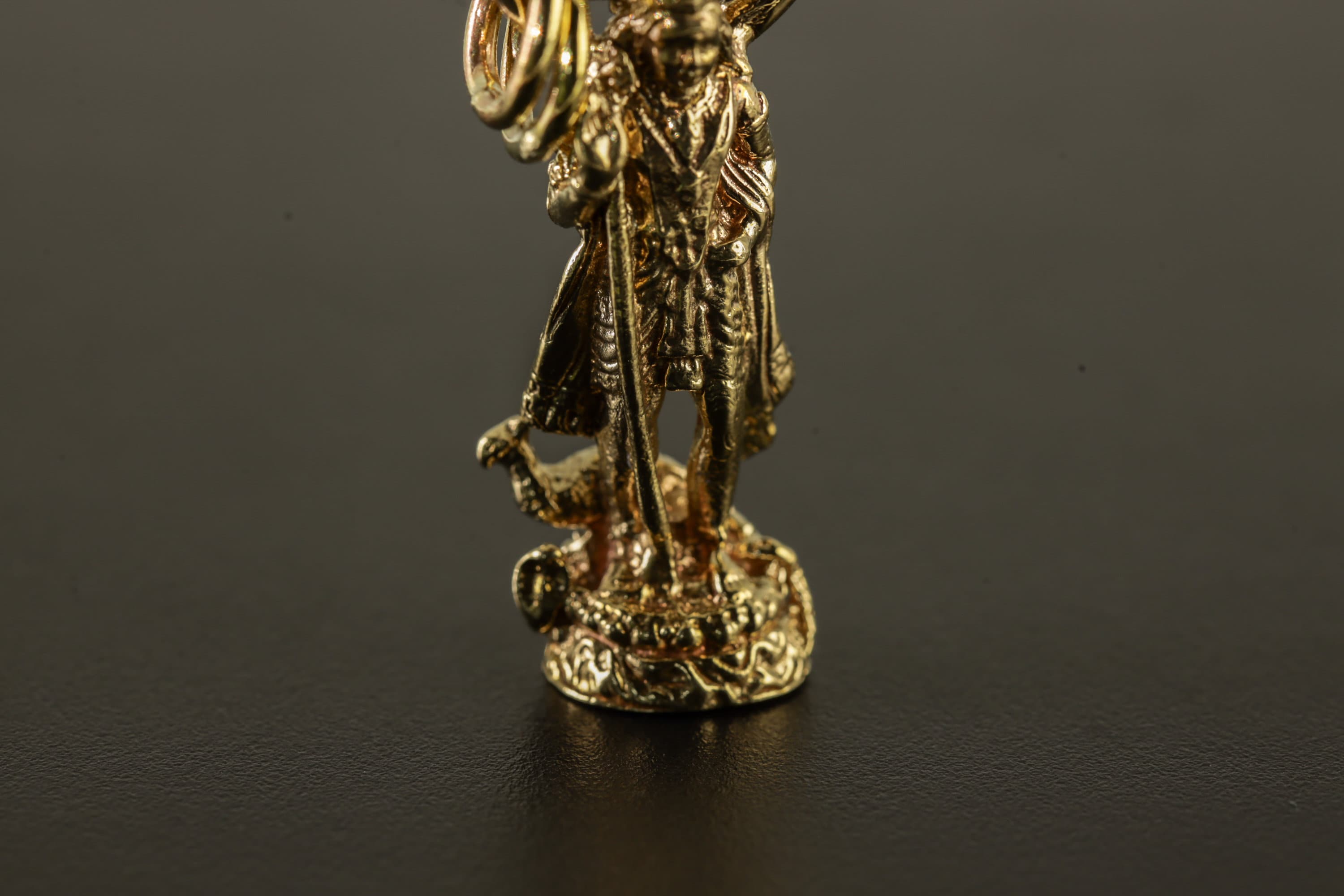 Hindu Pendant Cast Necklace Featuring Divine Veenadhara Saraswati, Gold Plated Brass Cast Charm, Symbolic Talisman for Knowledge Seekers