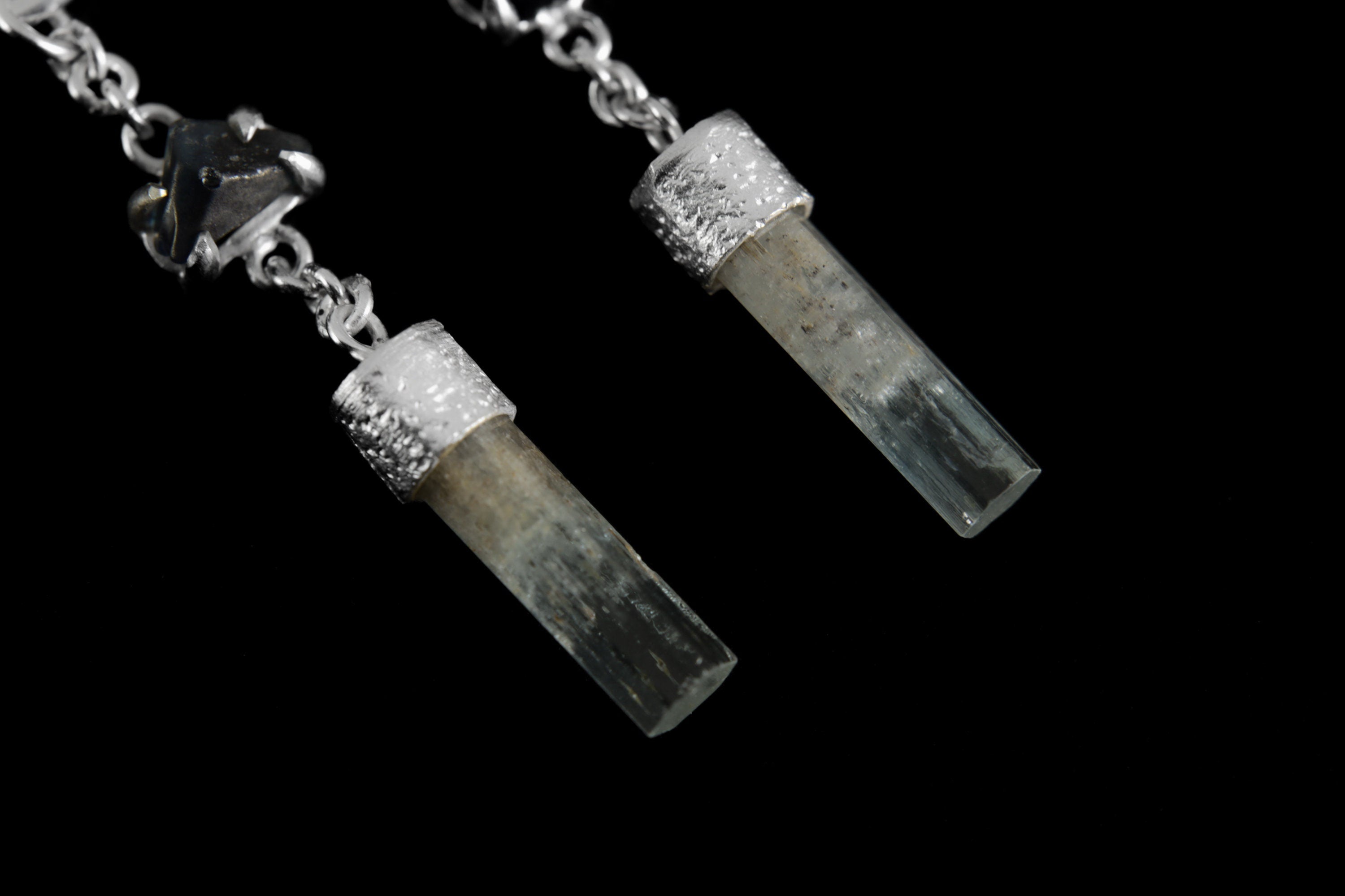 Australian Sapphire Aquamarine Earrings 925 Sterling Silver Link Dangle Earrings Throat Chakra Jewelry Gift
